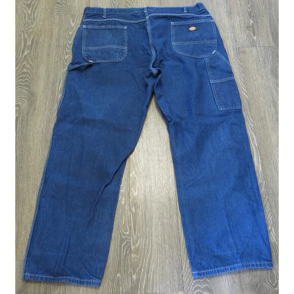 DICKIES Carpenter Jeans Relaxed Fit Size 42x30 Men Blue Dark Wash Tool Pockets - Picture 4 of 9